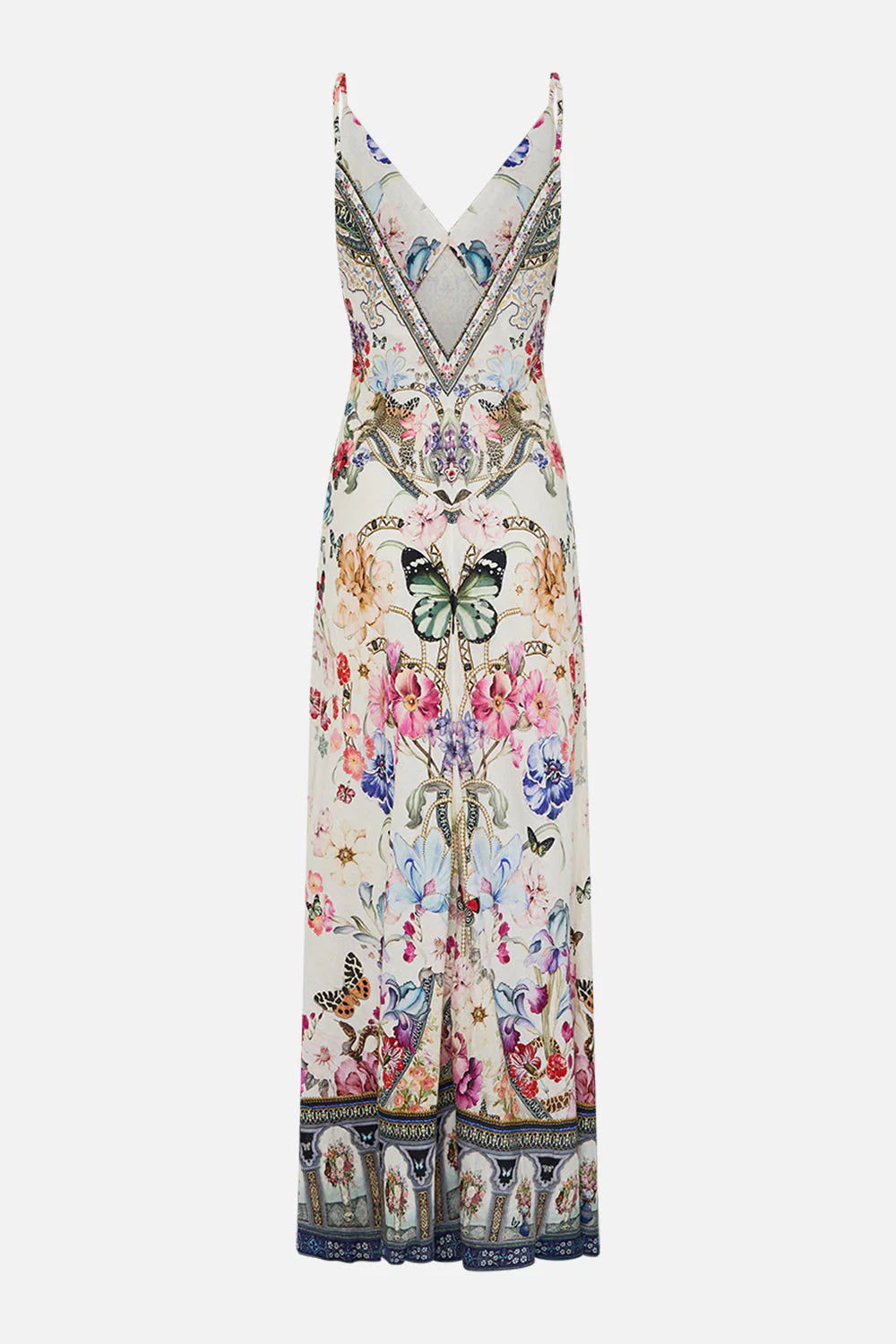 V Neck Full Length Bias Slip Dress