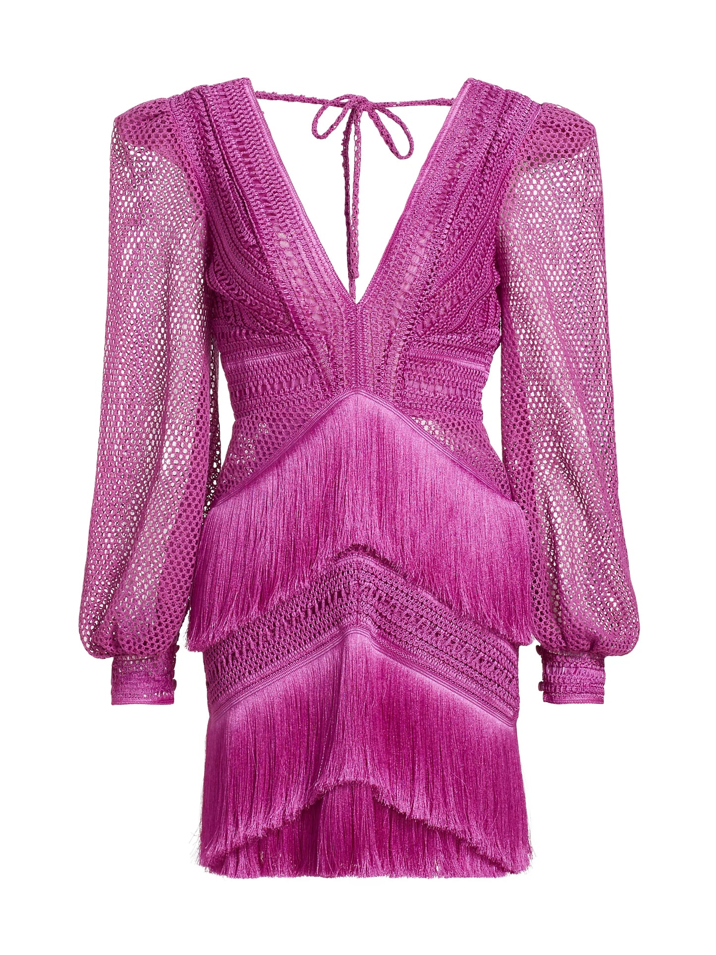 Fringe Cut-Out Mini Dress in Cerise - FINAL SALE