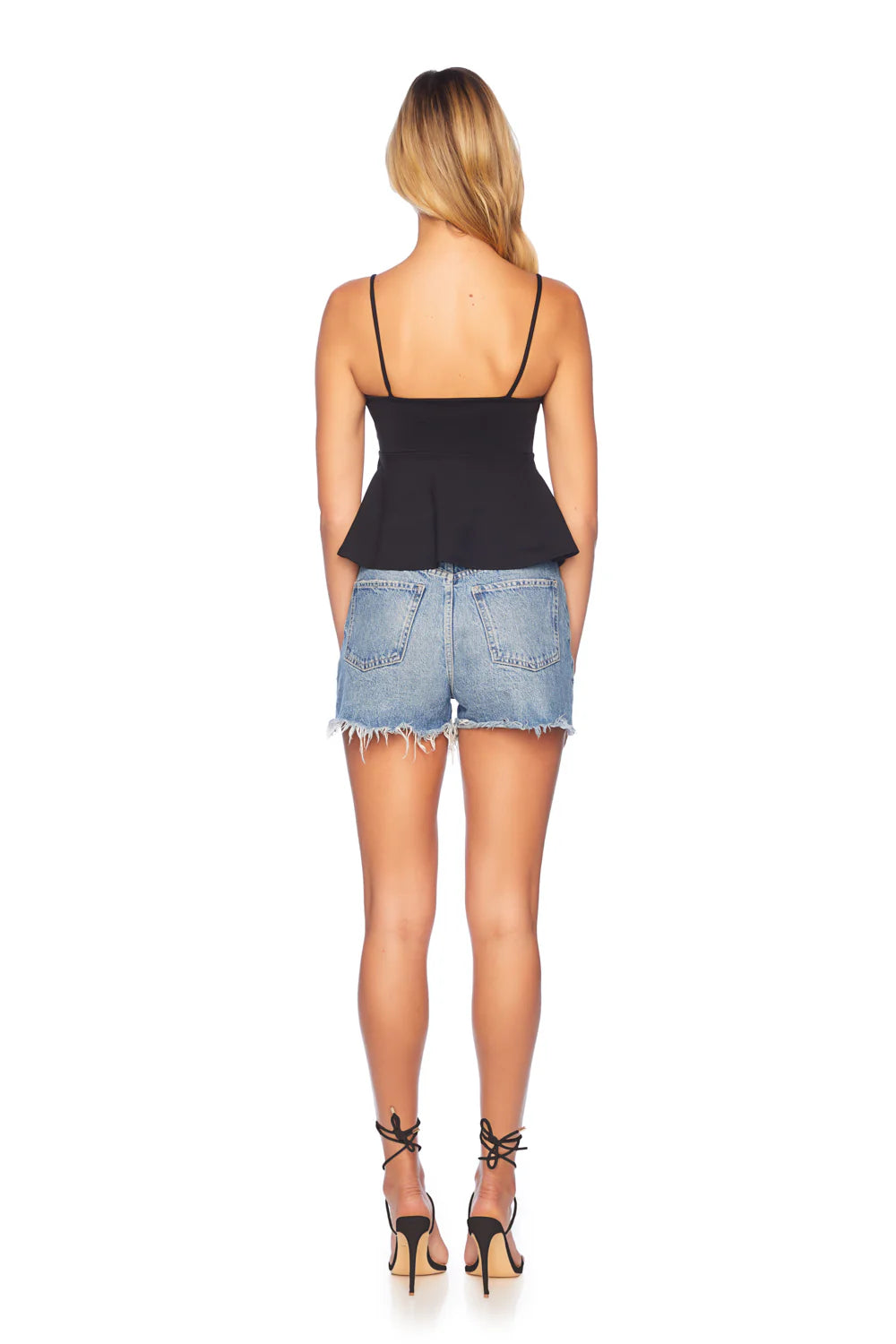 String Square Flare Top in Black