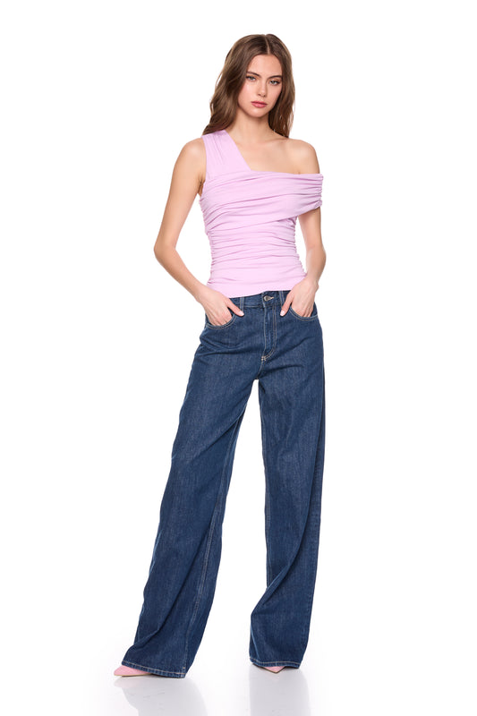 Susana Monaco - One Arm Gathered Top in Pink Diamond