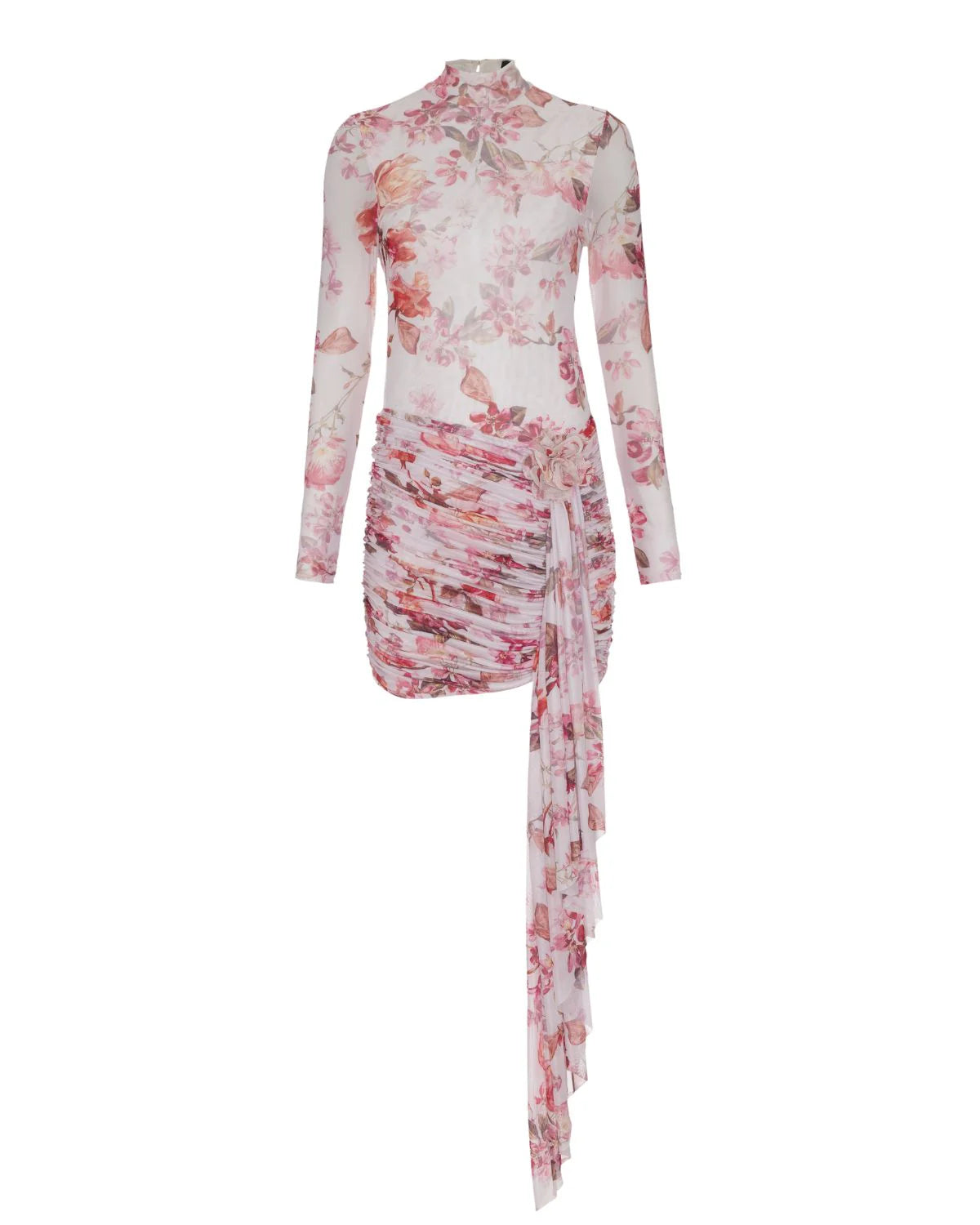 Floral Haze Stretch Tulle Mini Dress in Pink - FINAL SALE