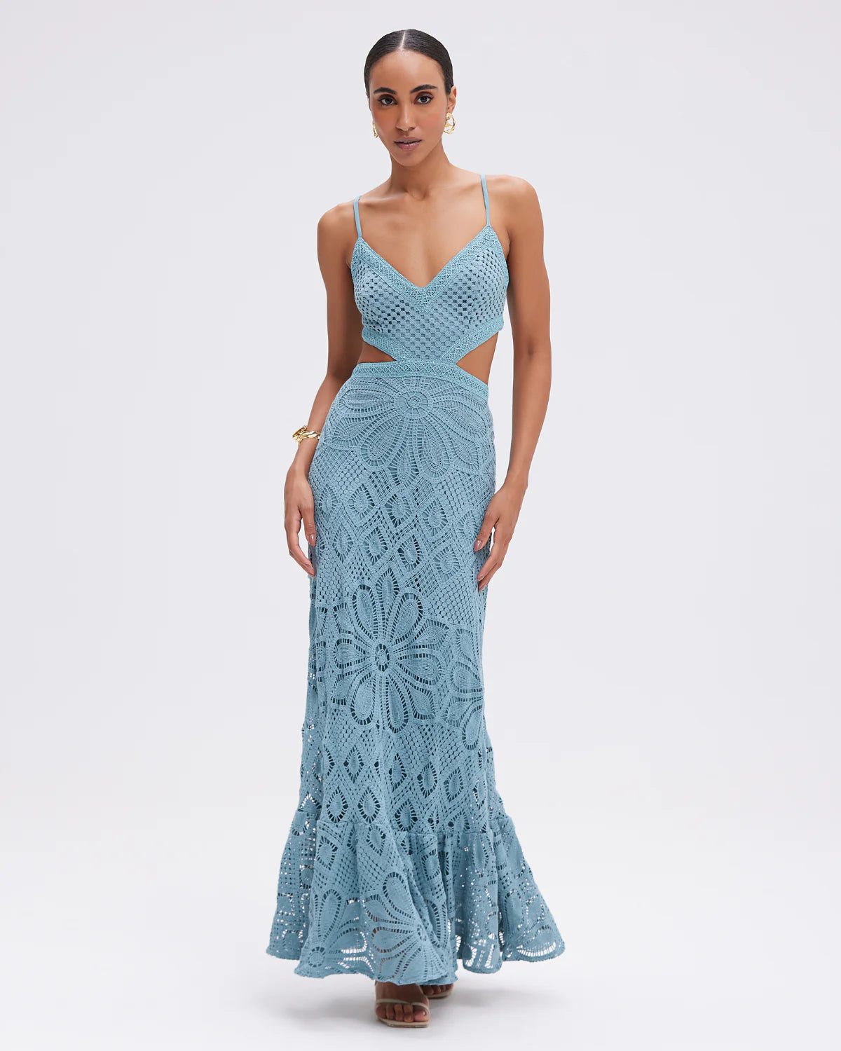 Crochet Midi Dress - Blue / M Crochet Midi Dress - Blue / M