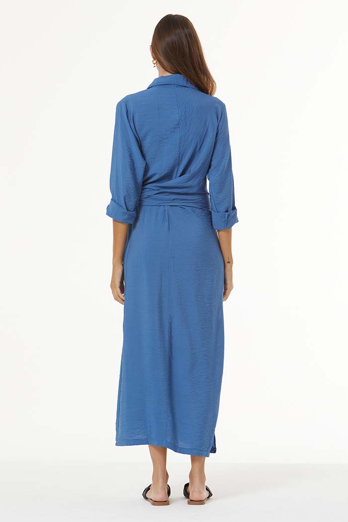 Catarina Wrap Shirt Dress in Lake