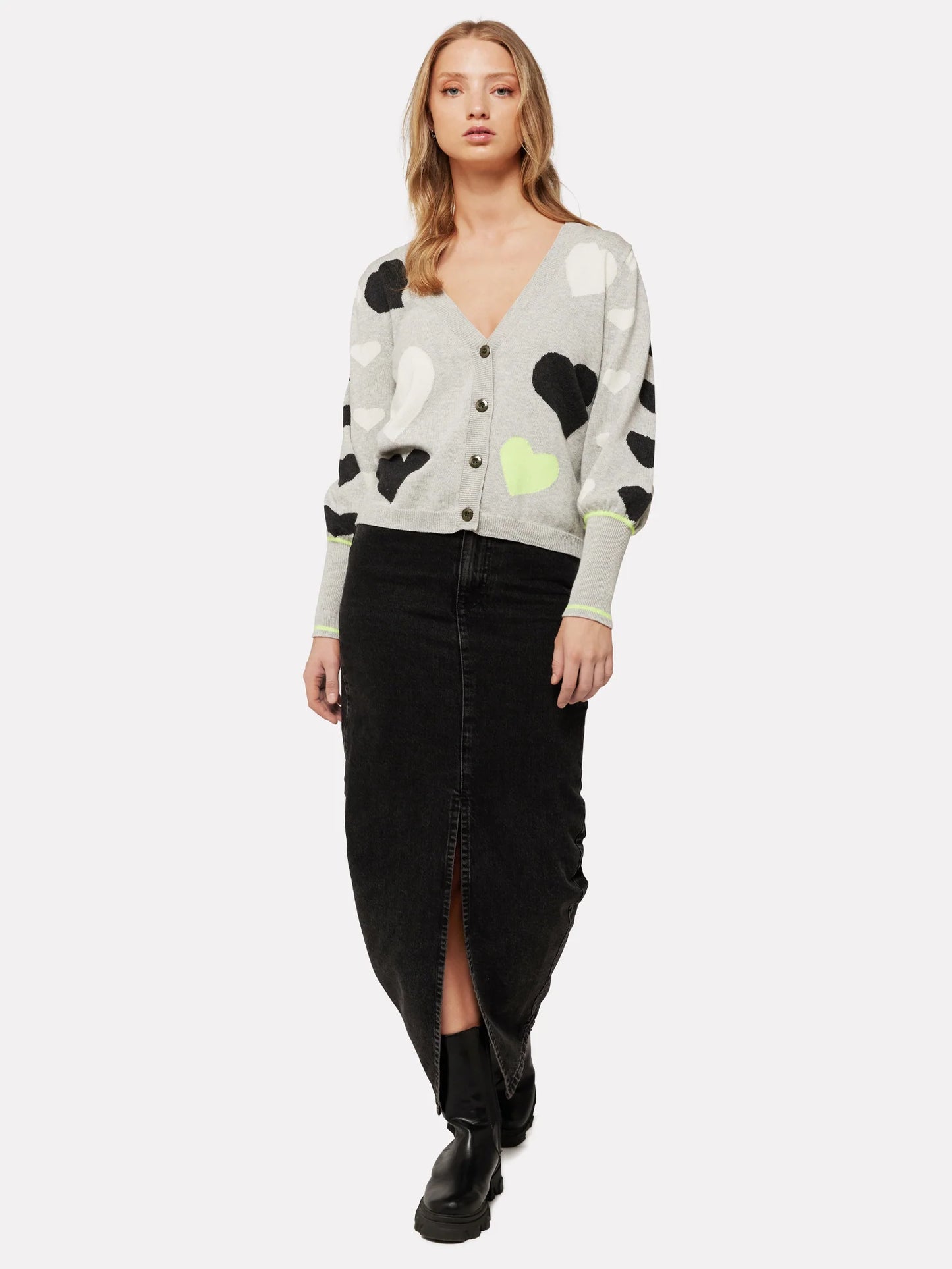 Brodie - I Heart You Cardigan in Grey