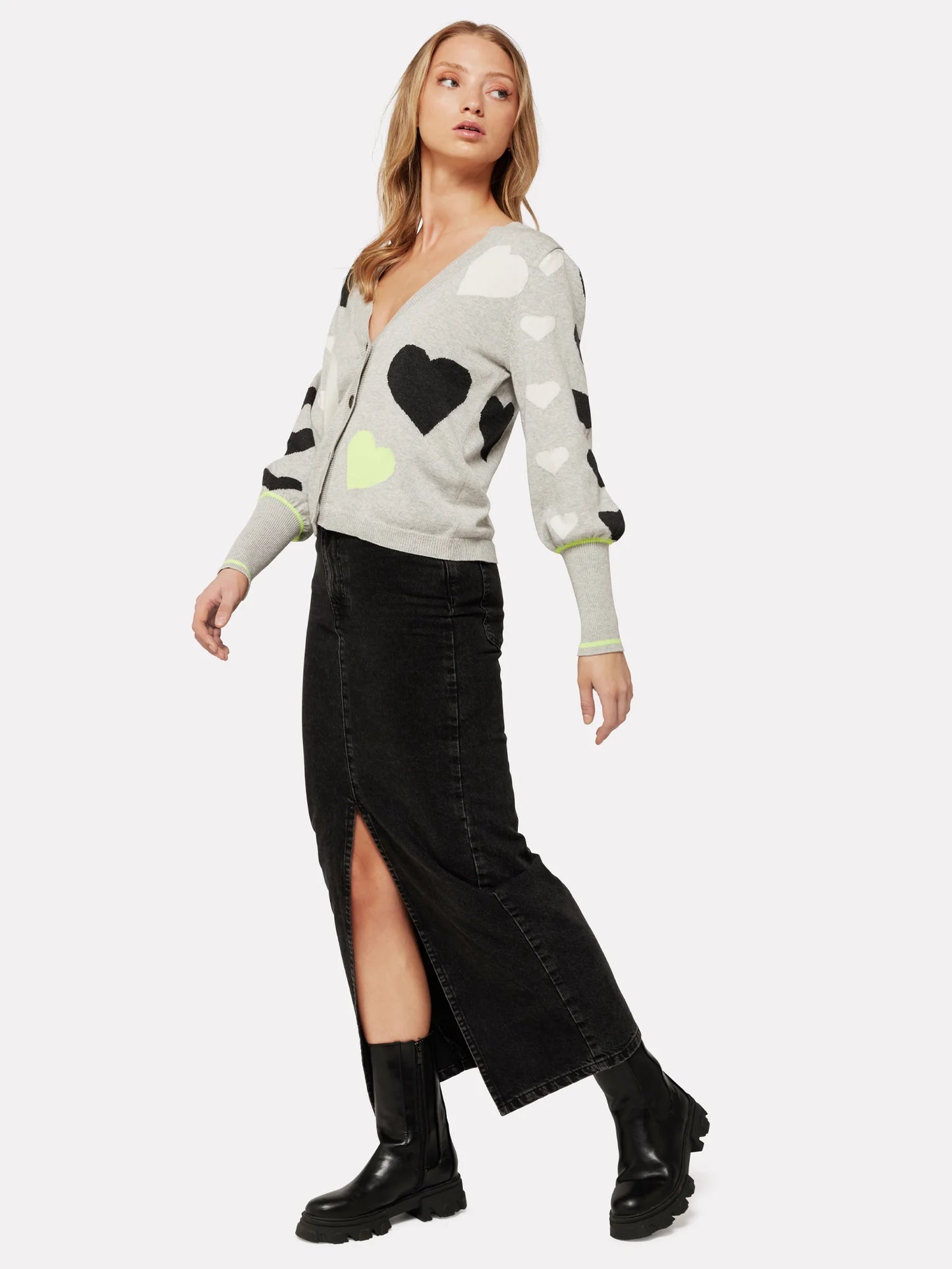 Brodie - I Heart You Cardigan in Grey