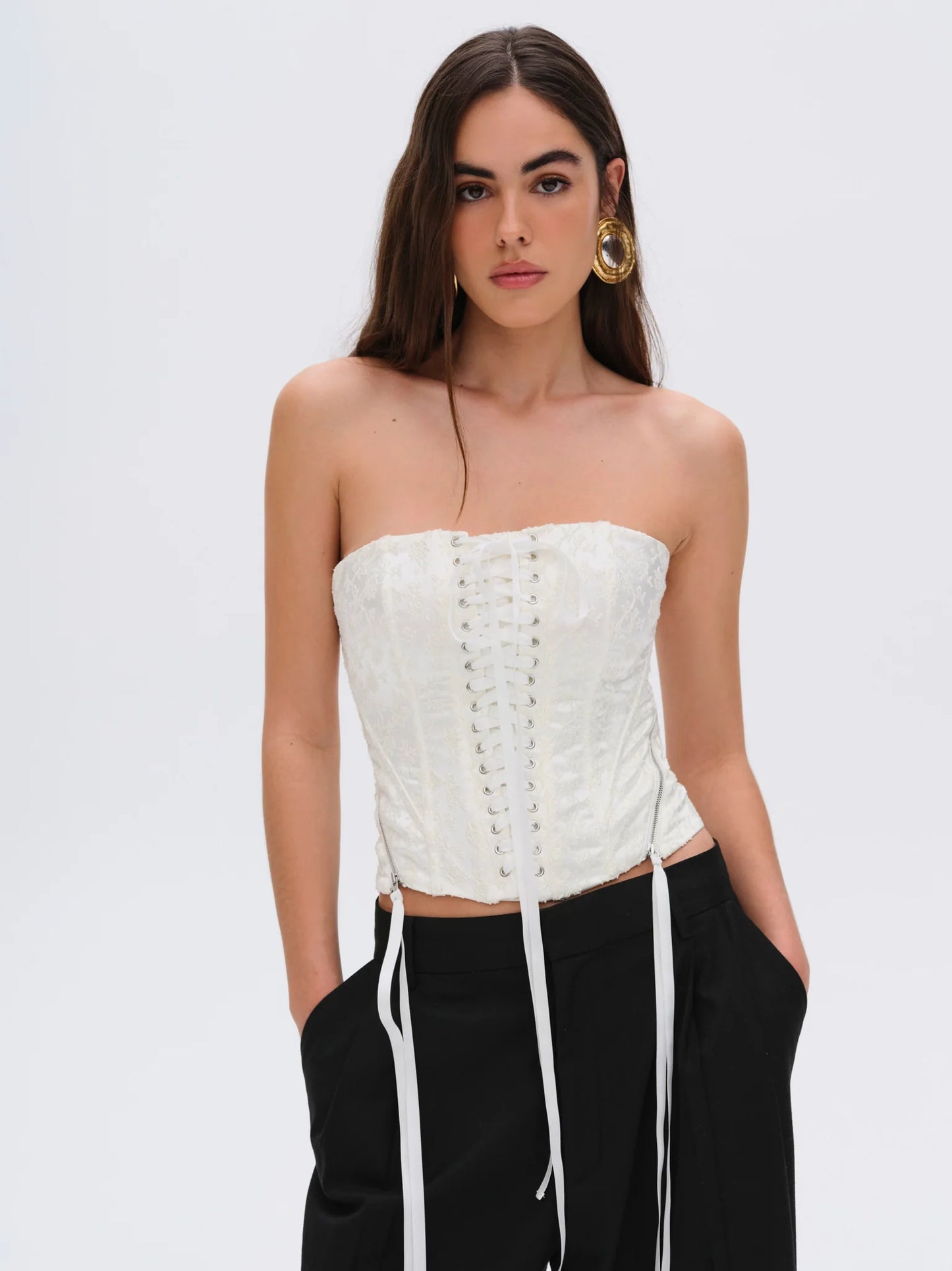 Lilibet Corset Top in White - FINAL SALE
