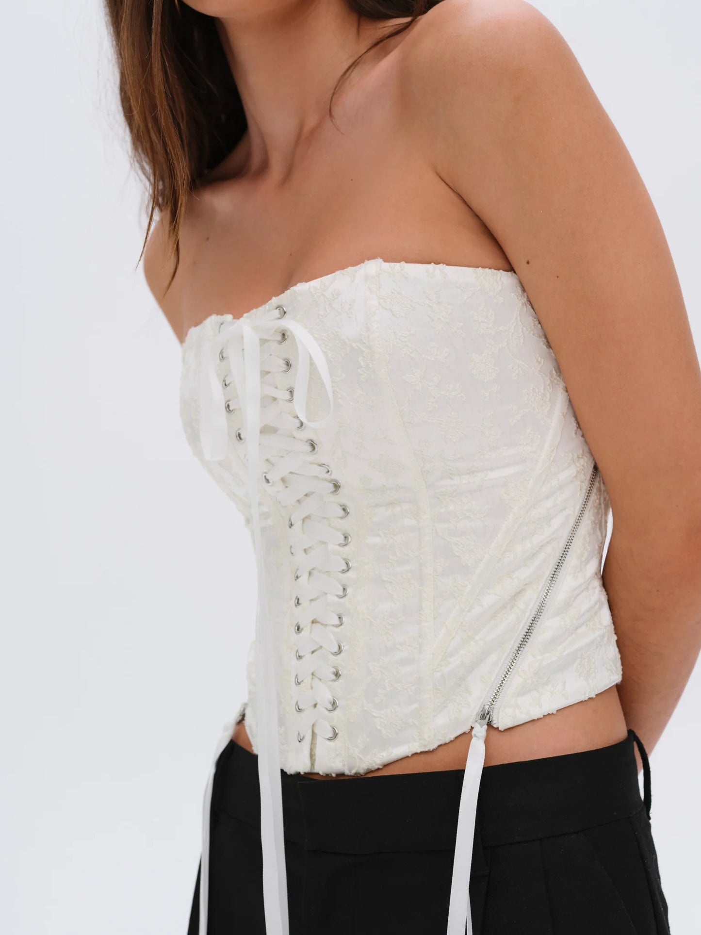 Lilibet Corset Top in White - FINAL SALE
