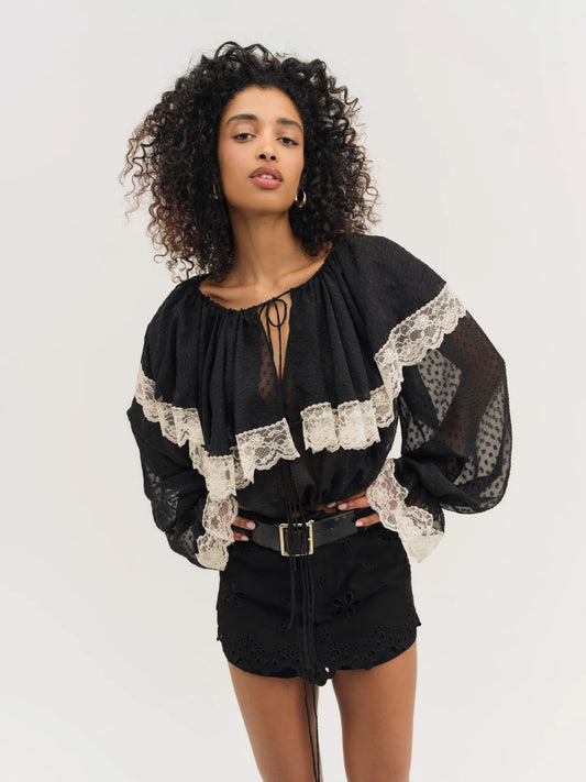 Daisy Eyelet Denim Skort