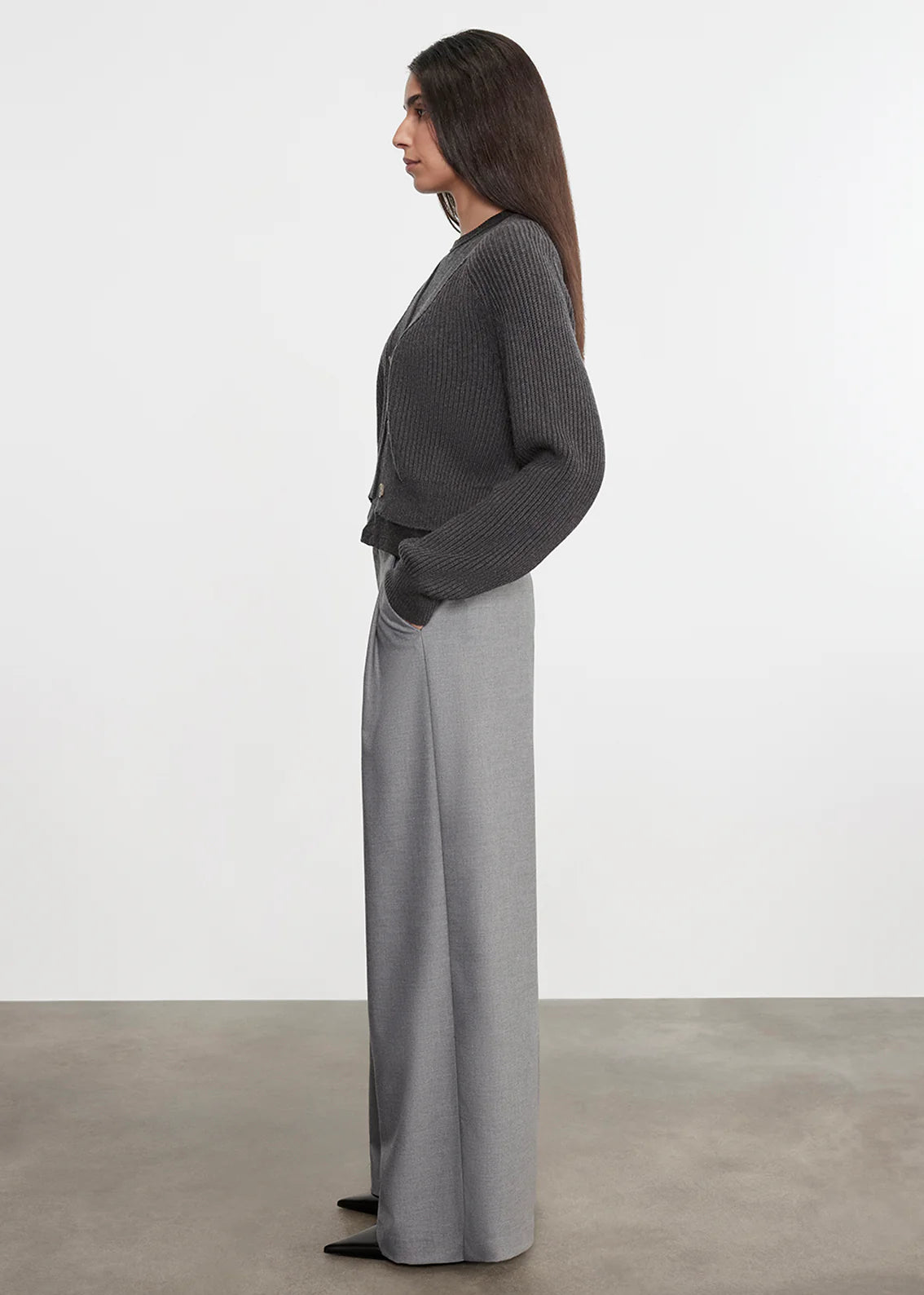 Enza Costa - Chucky Cotton Cashmere Cardigan in Charcoal