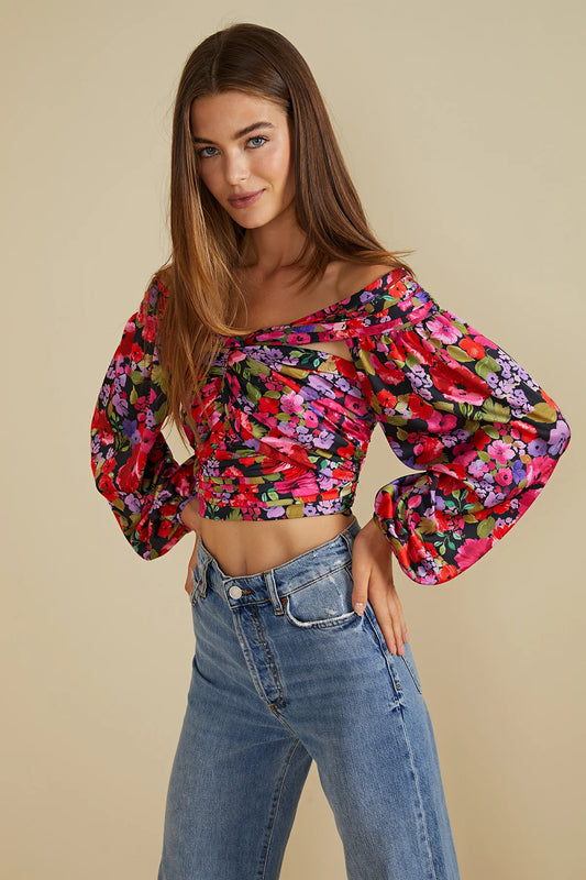 Francis Puff Crop Top in Vintage Flowers - FINAL SALE