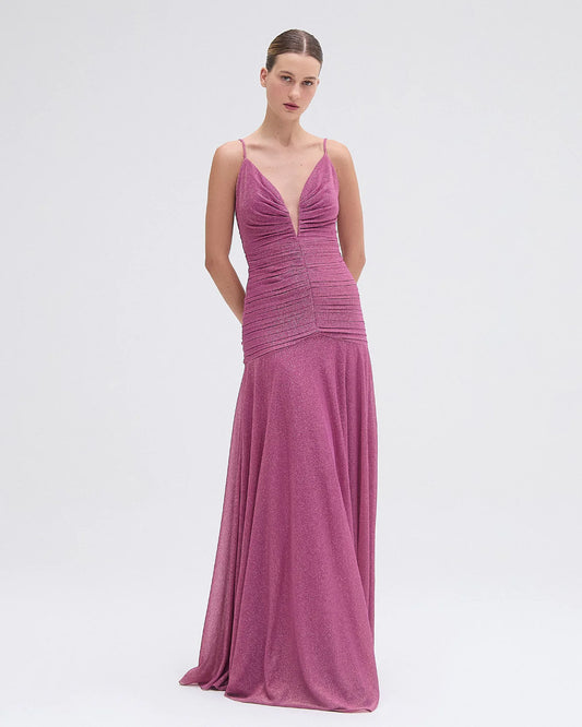 Metallic Plunge Gown - FINAL SALE