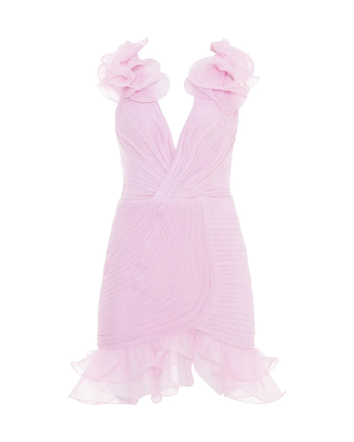 Silk Plisse Flutter Mini Dress