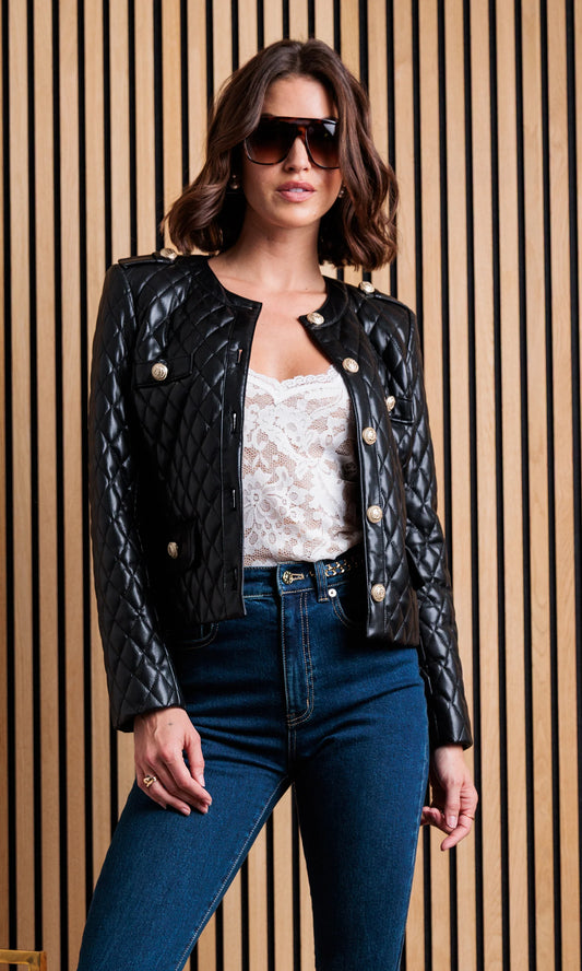 Brevel Quilted Vegan Leather Jacket