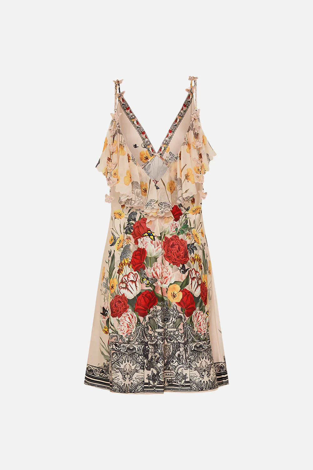 V-Neck Bias Slip Dress with Back Frill in Etched into Eternity - FINAL SALE