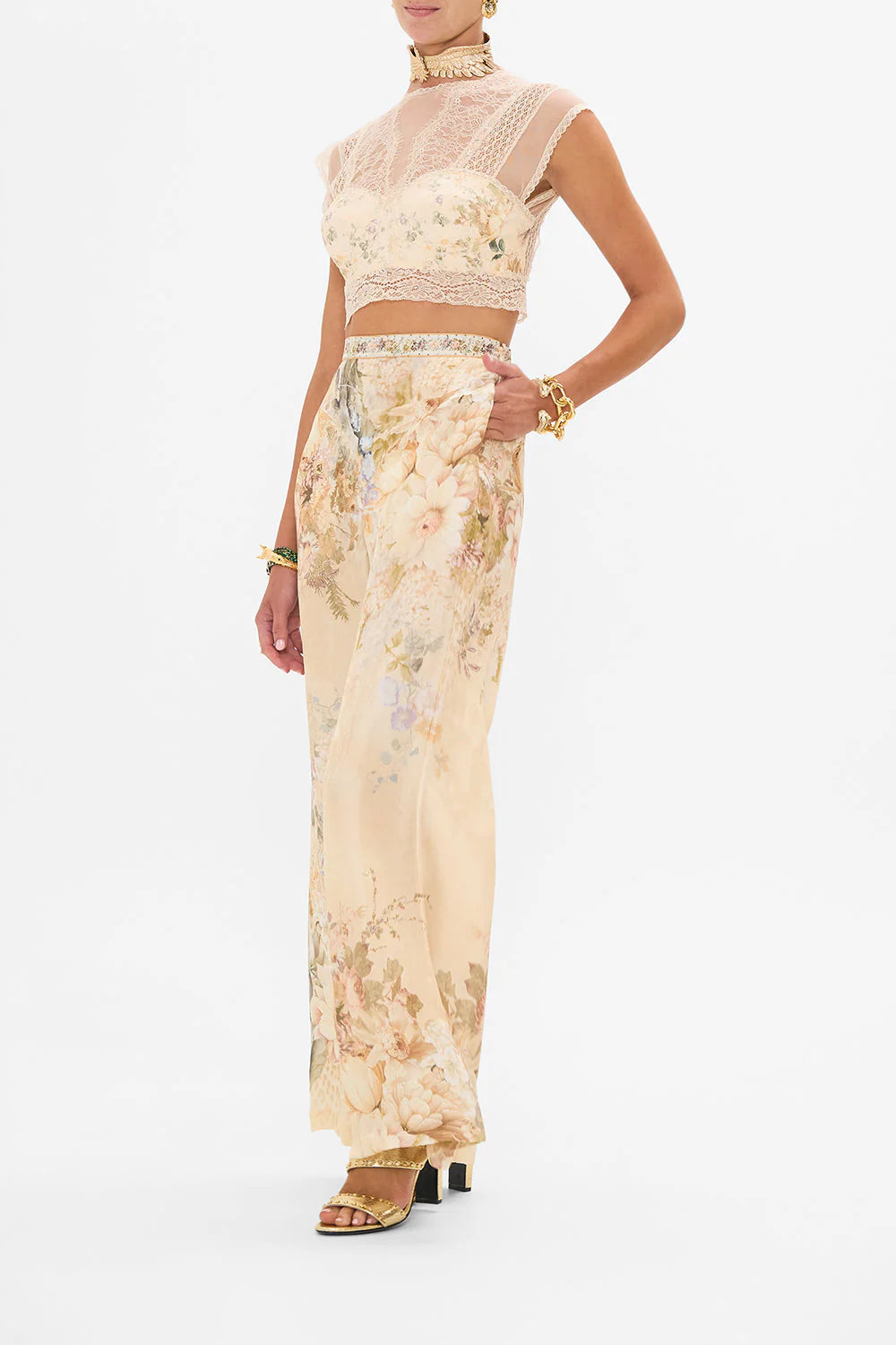 Minimal Wide Leg Pant in Adorned Antiquity - FINAL SALE