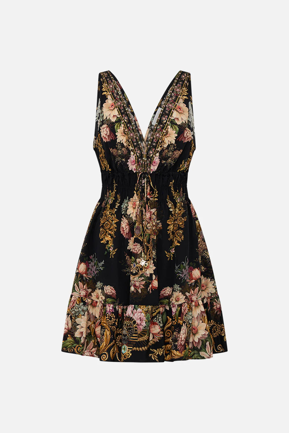 Shirred Waist Detail Mini Dress in Dynasty Daze