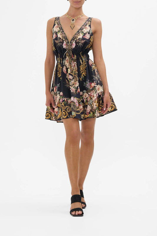 Shirred Waist Detail Mini Dress in Dynasty Daze