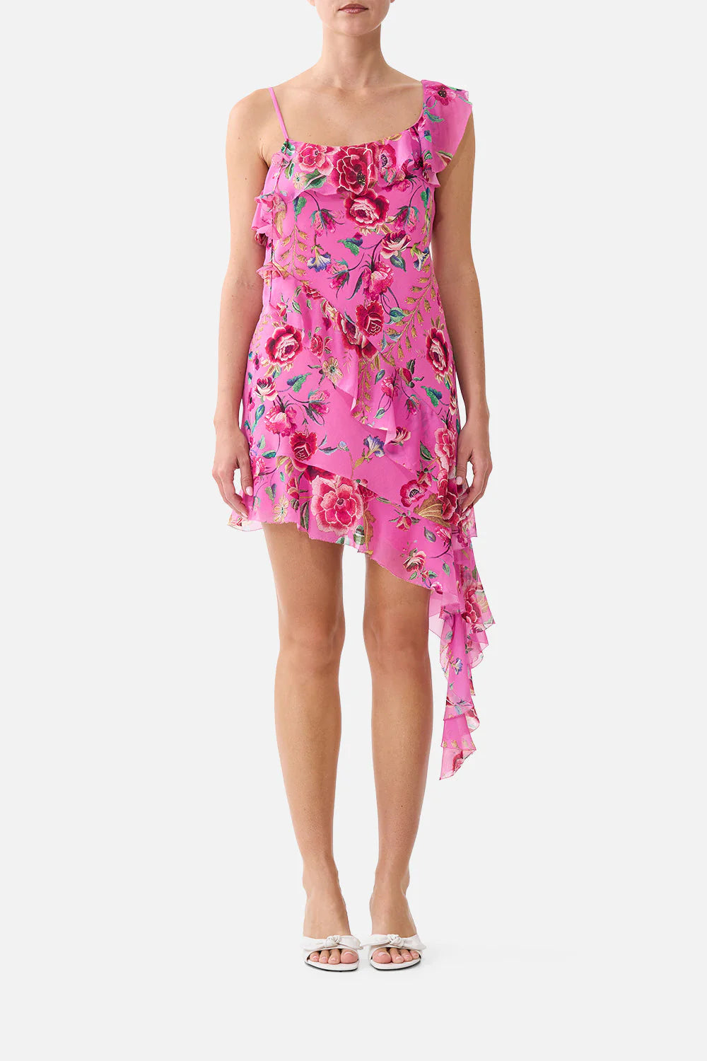 CAMILLA | Asymmetric Hem Ruffle Dress Matadora Flora, S PINK | Matadora FLORA