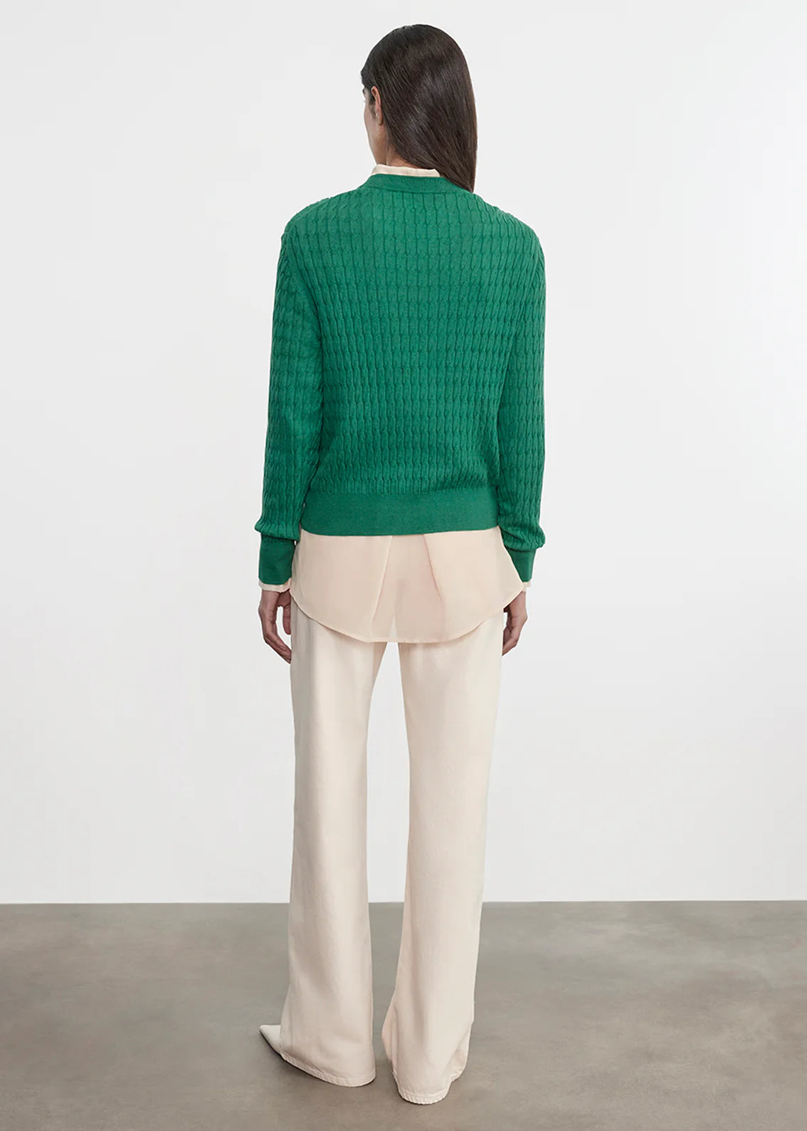 Cashmere Cotton Cable Knit Easy Crew