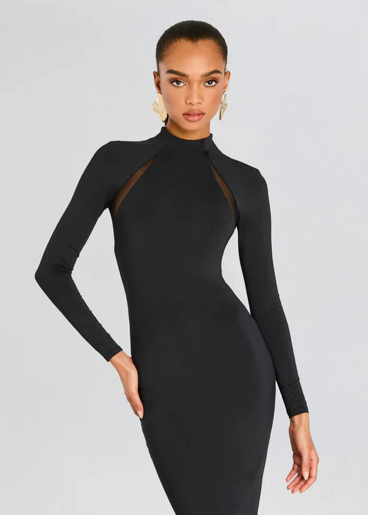 SEROYA Krystal Maxi Dress With Mesh Paneling