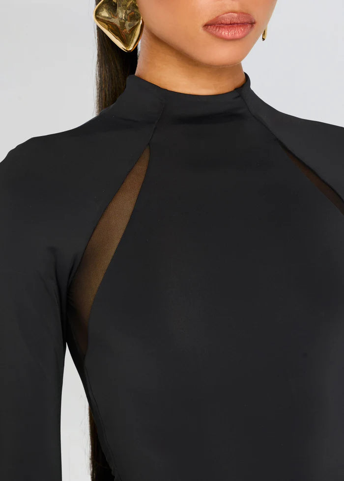 SEROYA Krystal Maxi Dress With Mesh Paneling