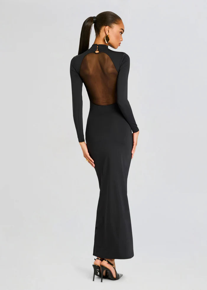 SEROYA Krystal Maxi Dress With Mesh Paneling
