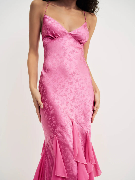 For Love and Lemons Elea Maxi Dress in Rose Pink