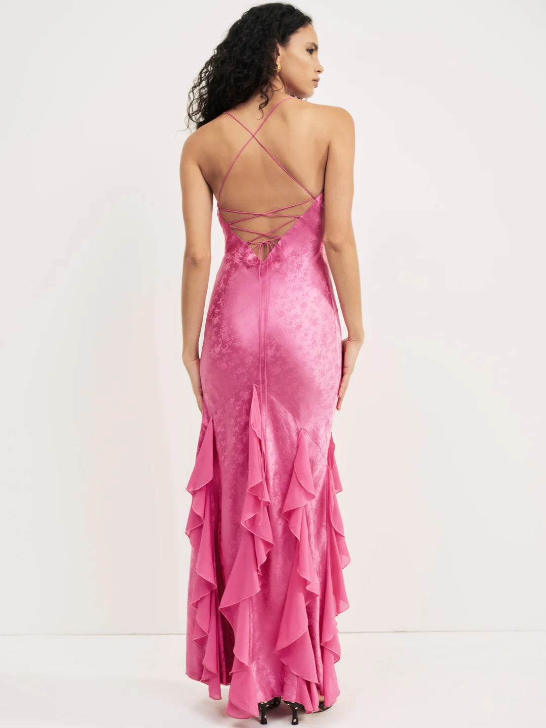 For Love and Lemons Elea Maxi Dress in Rose Pink