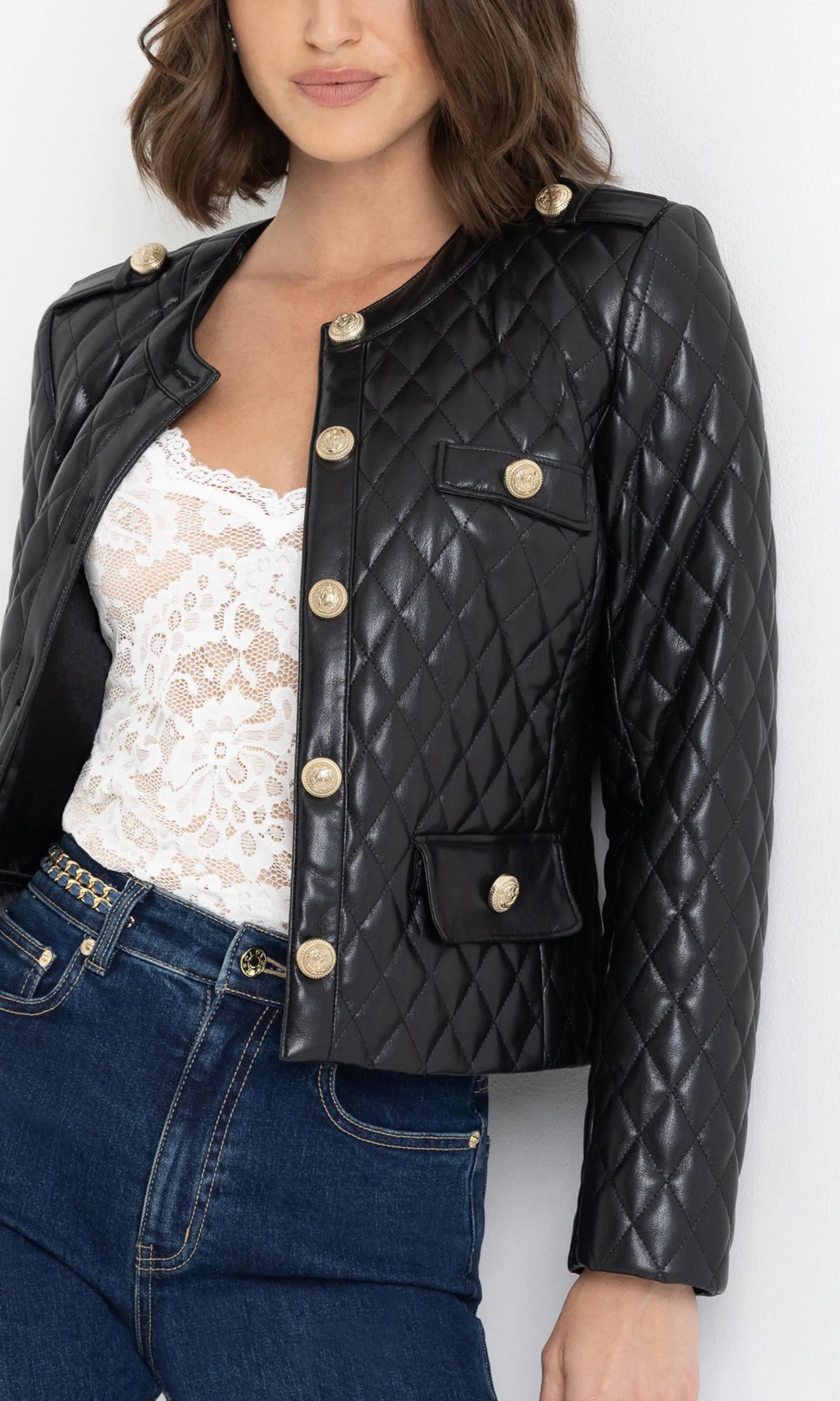 Brevel Quilted Vegan Leather Jacket
