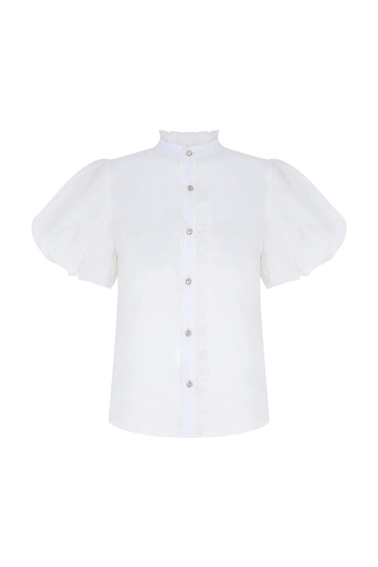 PatBo - Taffeta Bloom Shirt in Off White