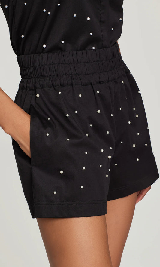 Betty Pearl Embellished Poplin Shorts
