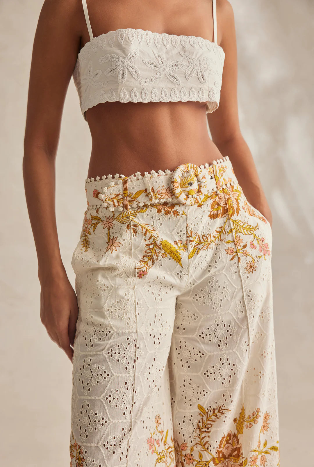 Flared Pants With Buckle Belt - FINAL SALE