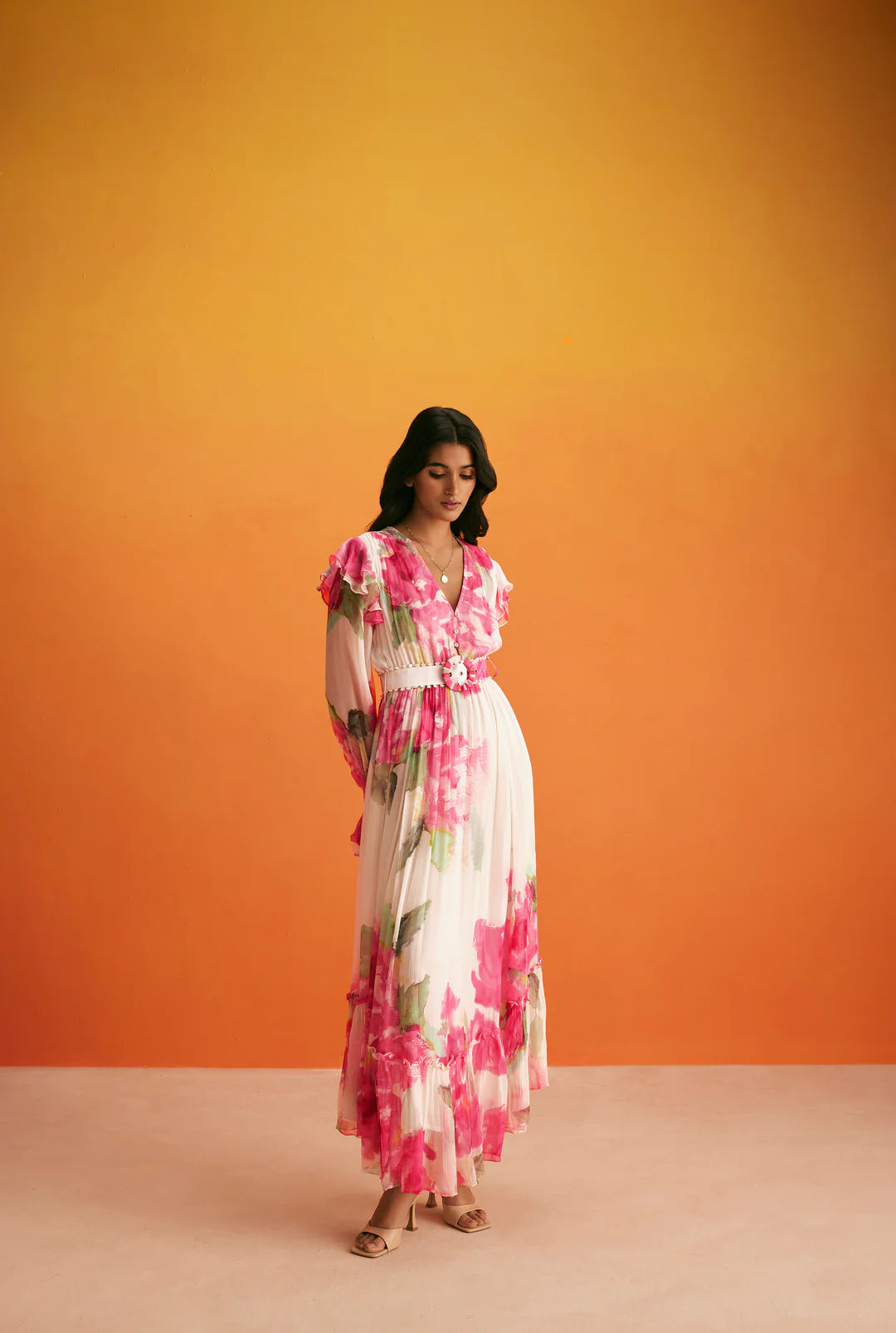HEMANT & NANDITA Rosa High Low Dress in Pink Floral | Miss J. Boutique HEMANT & NANDITA Rosa High Low Dress in Pink Floral | Miss J. Boutique