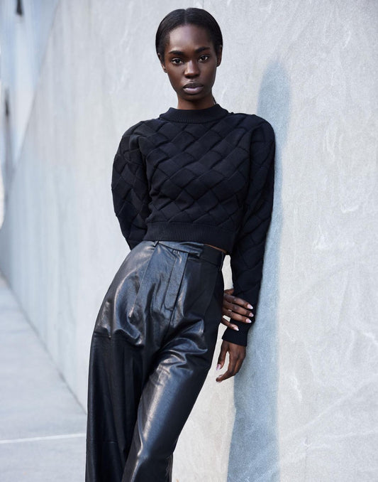 Paxton Crop Sweater in Black