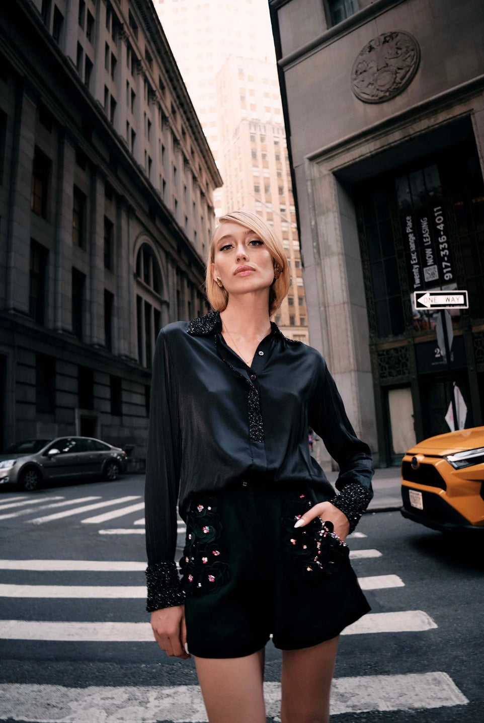 Embellished Shirt in Noir