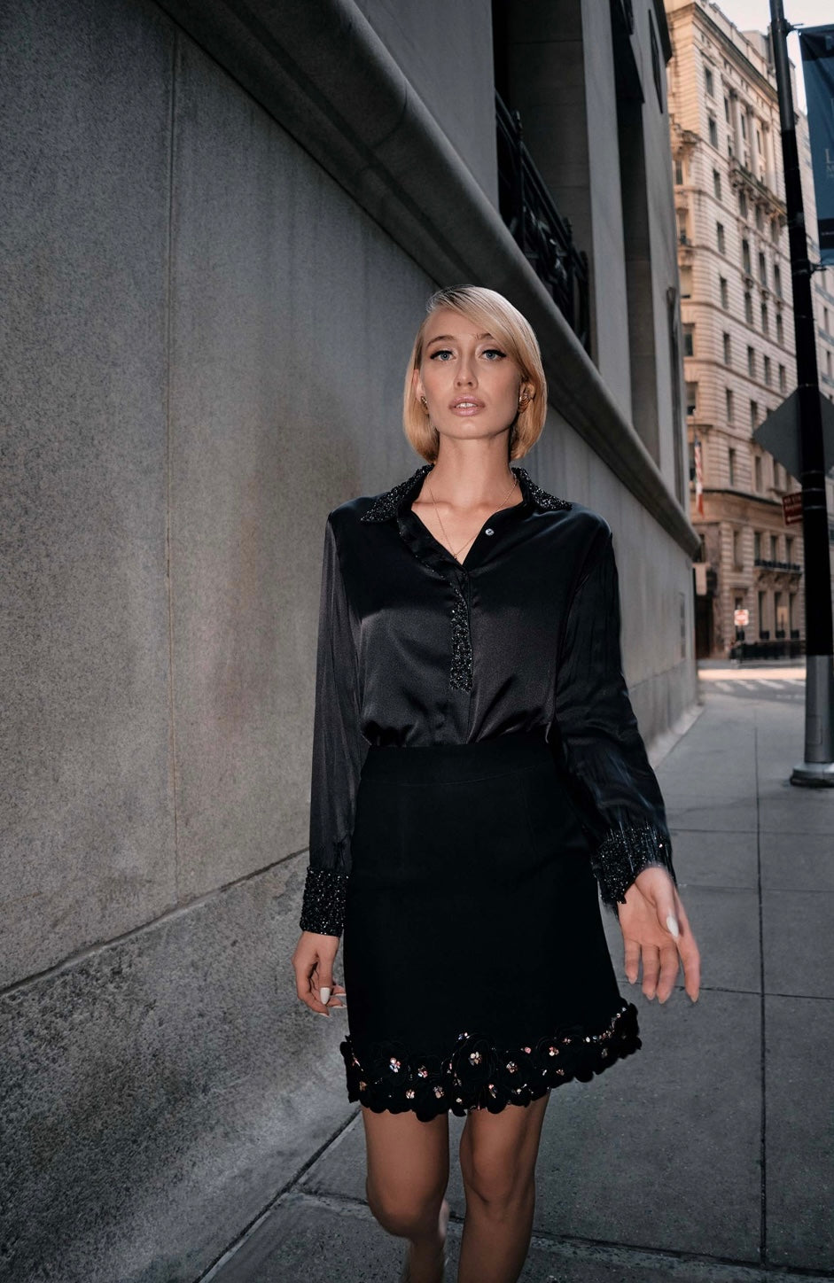 Embellished Shirt in Noir