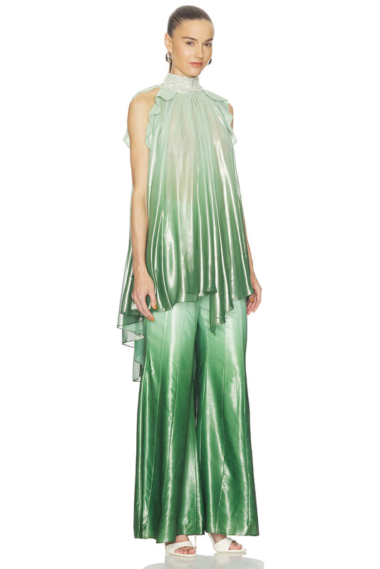 Iridescent Sage Embroidered Top