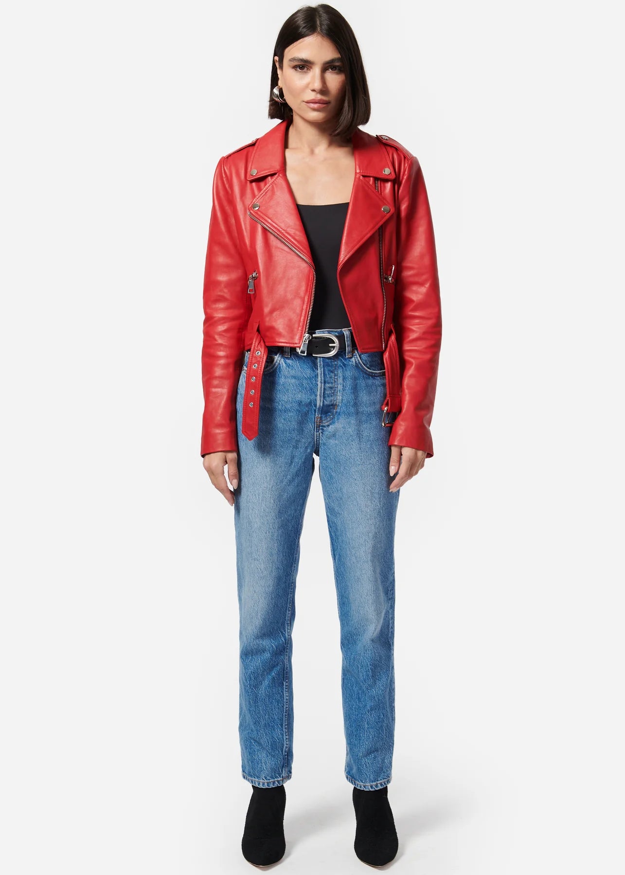 Kali Genuine Leather Jacket in Scarlet - Final Sale
