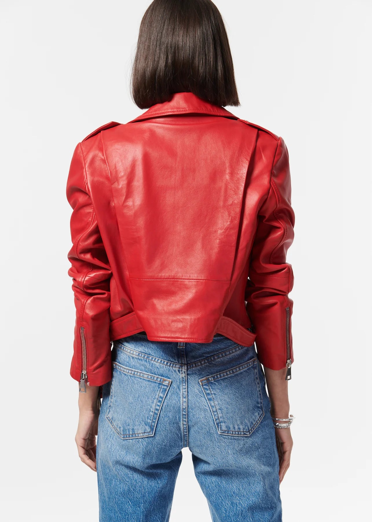 Kali Genuine Leather Jacket in Scarlet - Final Sale