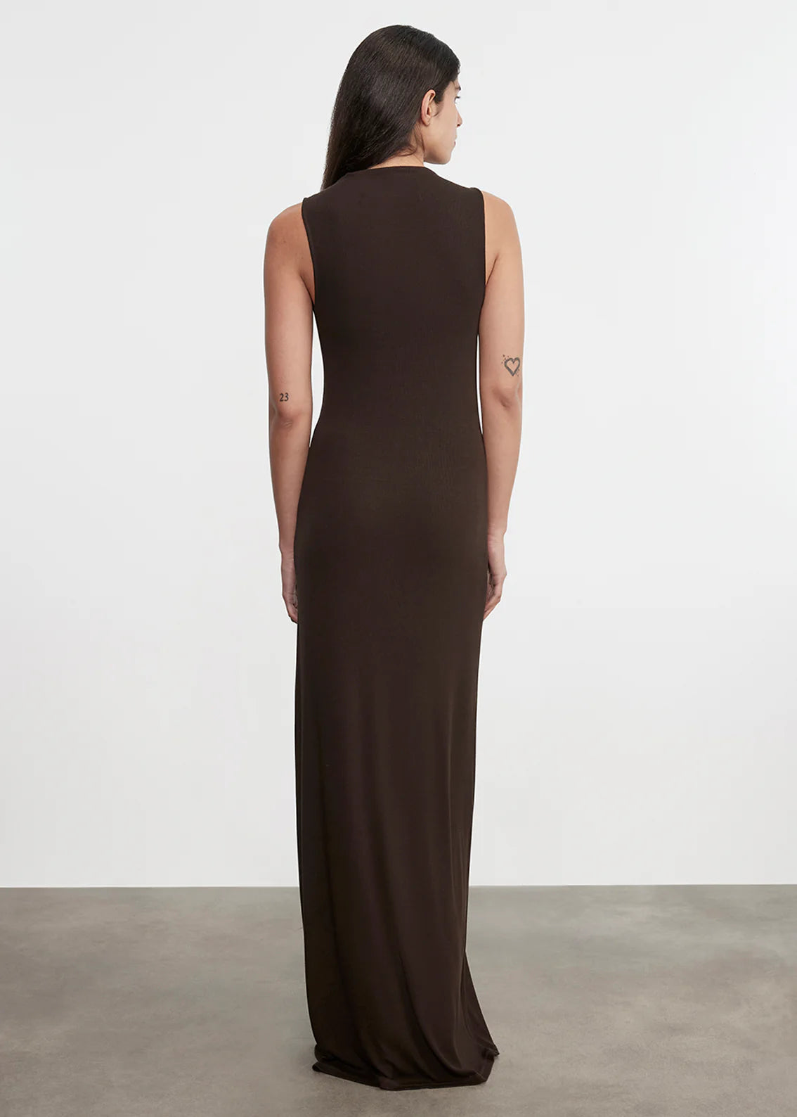 Silk Rib Sleeveless Mockneck Fluid Dress