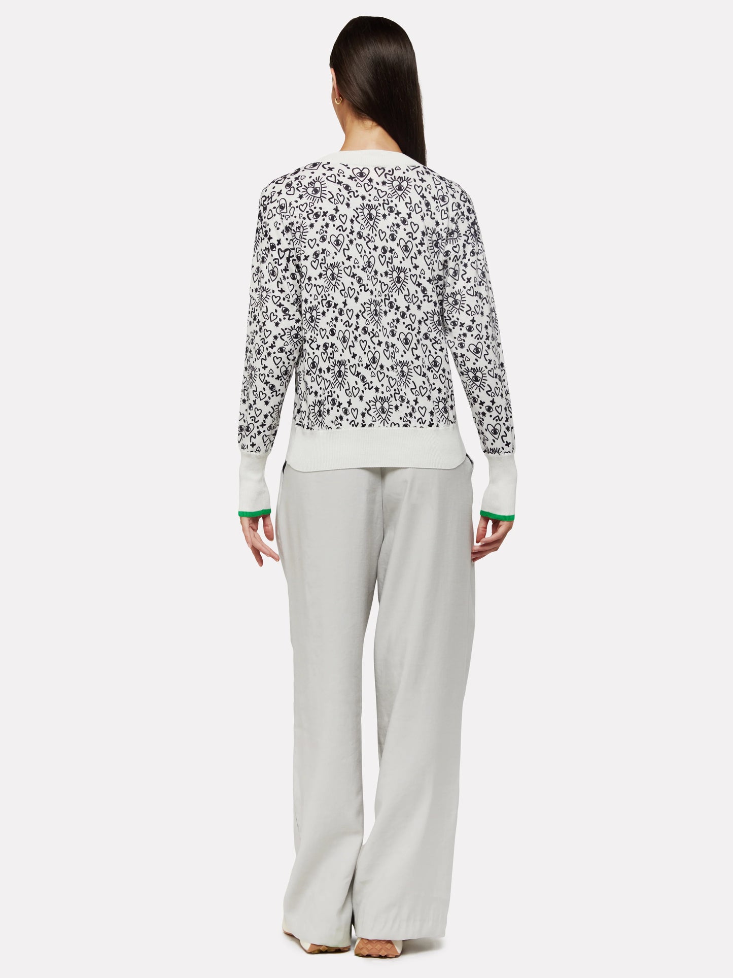 Doodle V-Neck Knit in Ice Water