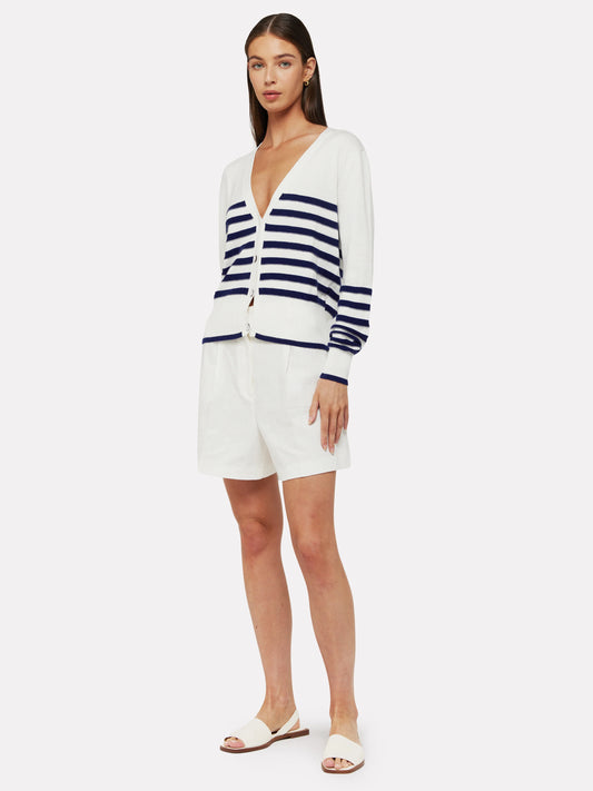 Brynn Breton Stripe Cardigan in Ice Water