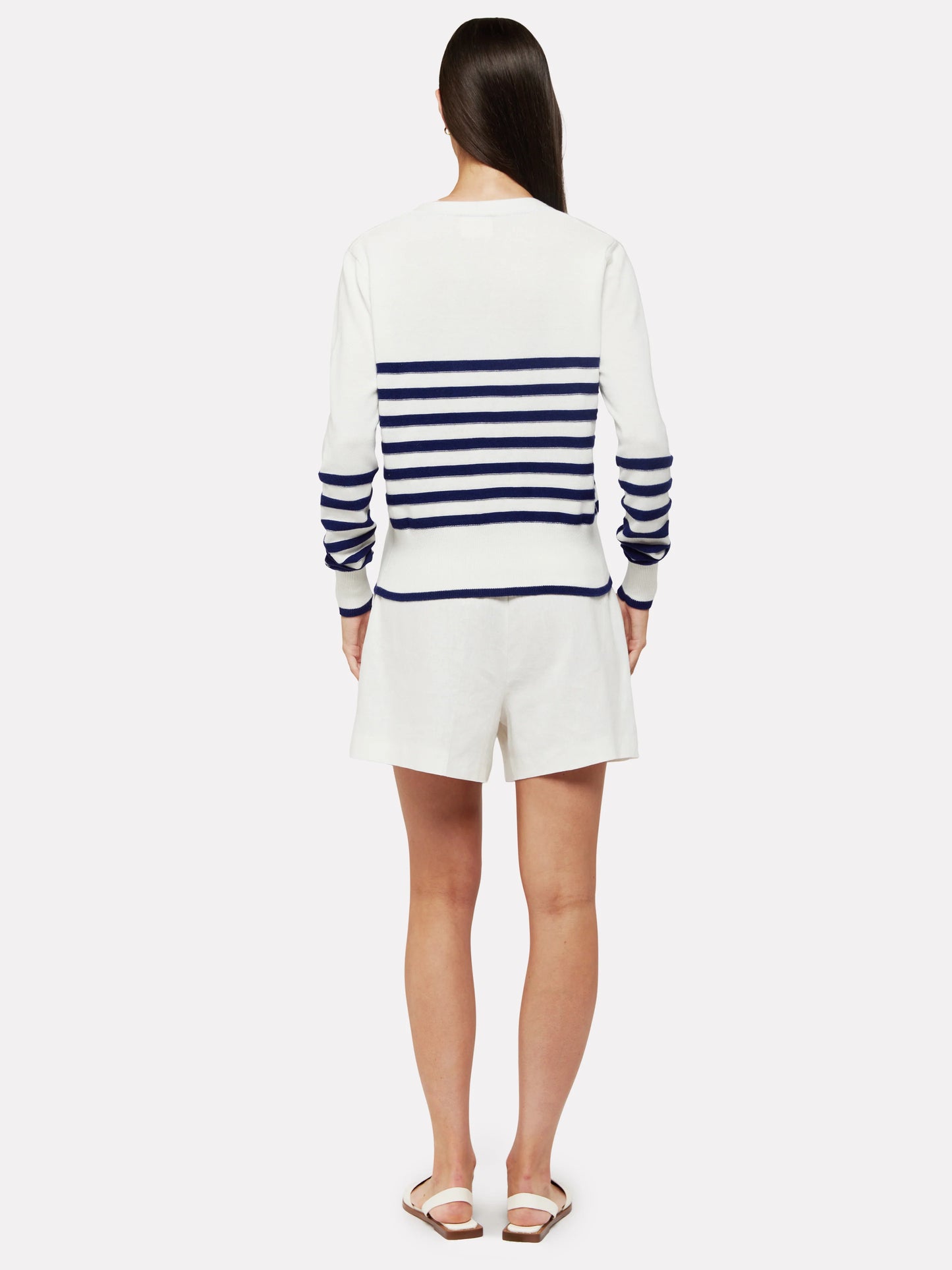 Brynn Breton Stripe Cardigan in Ice Water