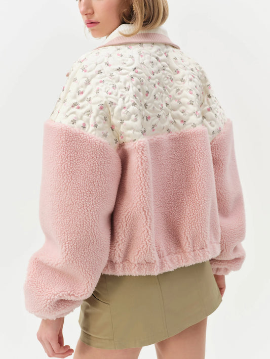 Saide Floral Fleece Jacket in Pink