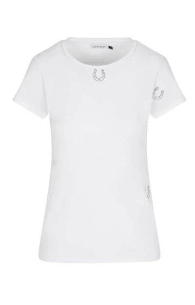 Embroidered Cotton T-Shirt in Horseshoe Print