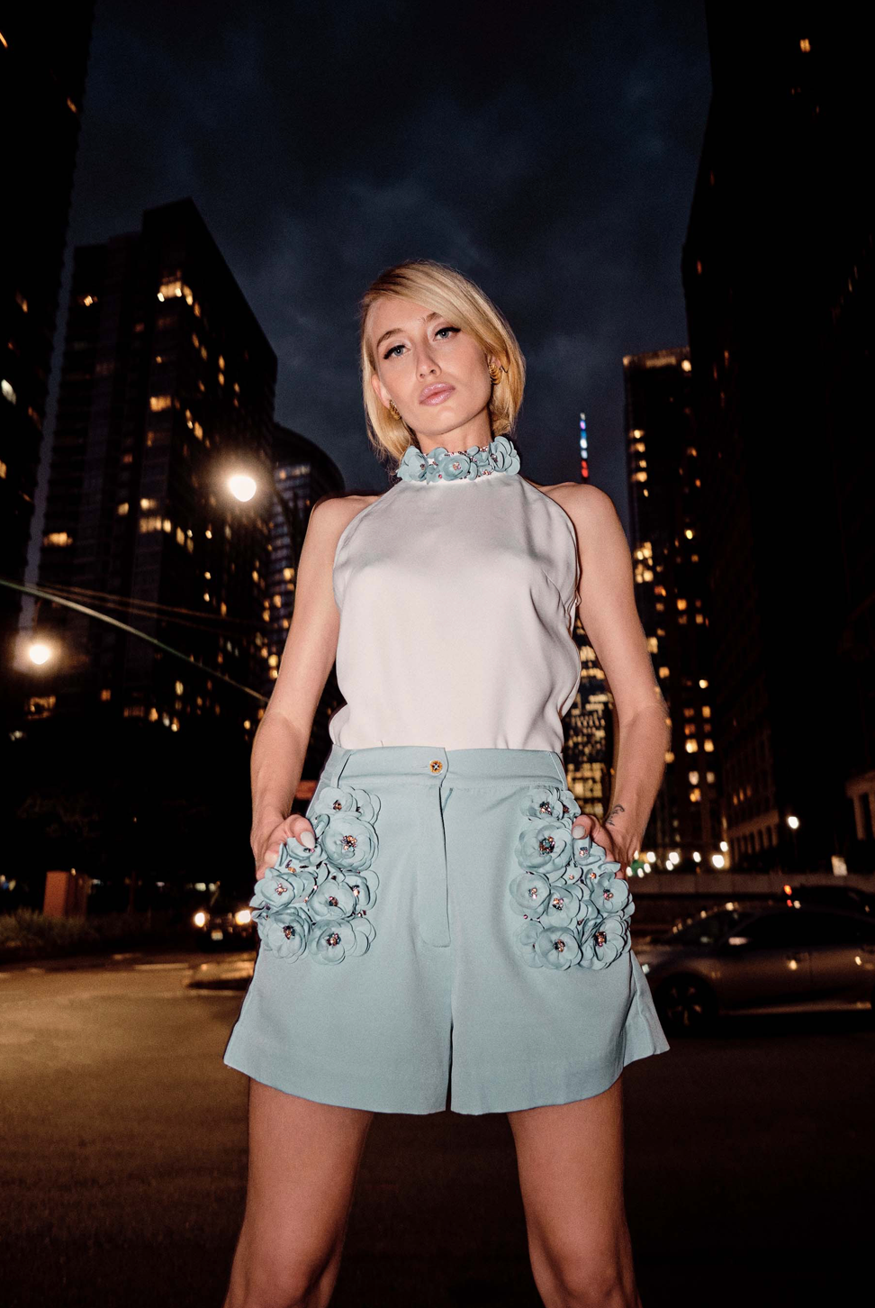 Margo Flora Top in Blue