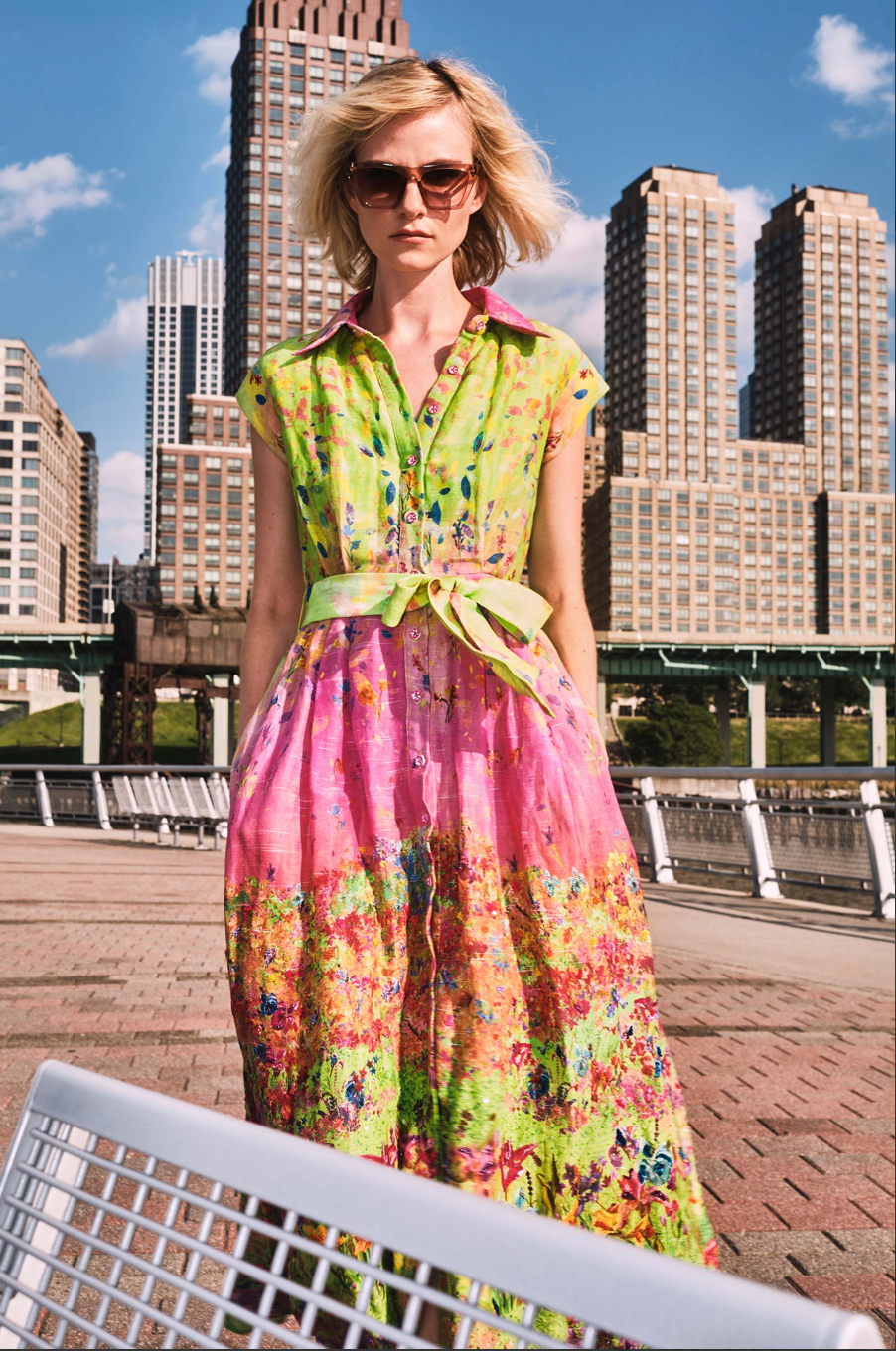Flora Linen Shirtdress in Garden Printed