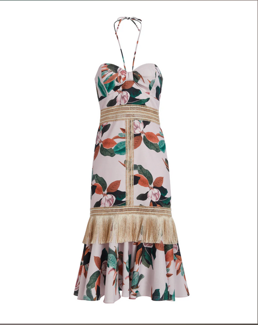 Magnolia Fitted Midi Dress in Chalk Pink - FINAL SALE