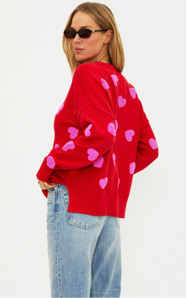 Callie Sweater Royal Red Hearts