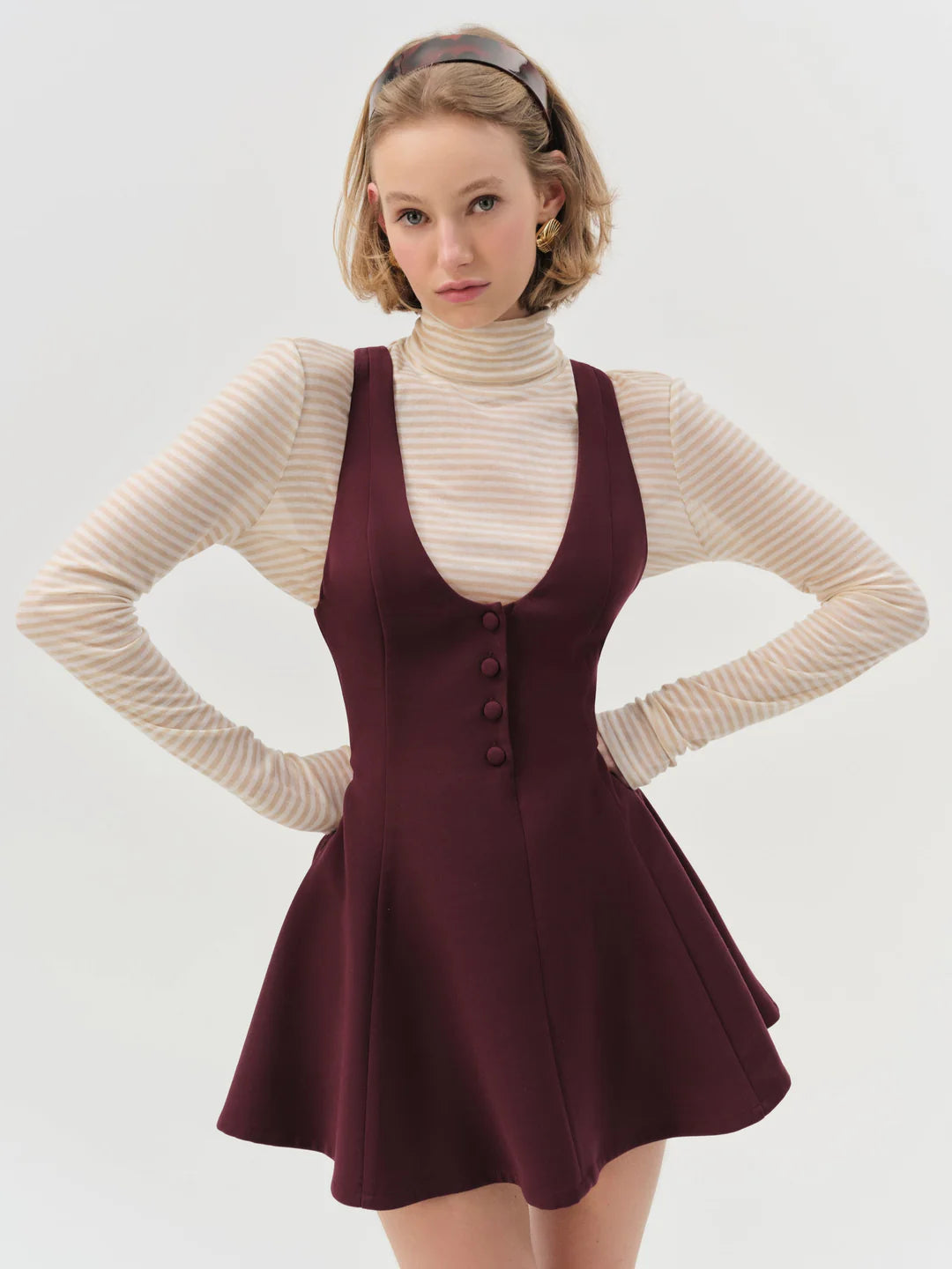 For Love and Lemons - Selena Mini Dress in Burgundy Red